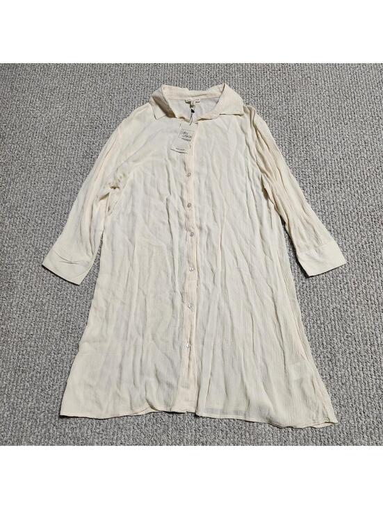 Salty Lemon Dresses & Skirts - Salty Lemon Cream Button-Down Long Sleeve Shirt Dress Size Small NWT